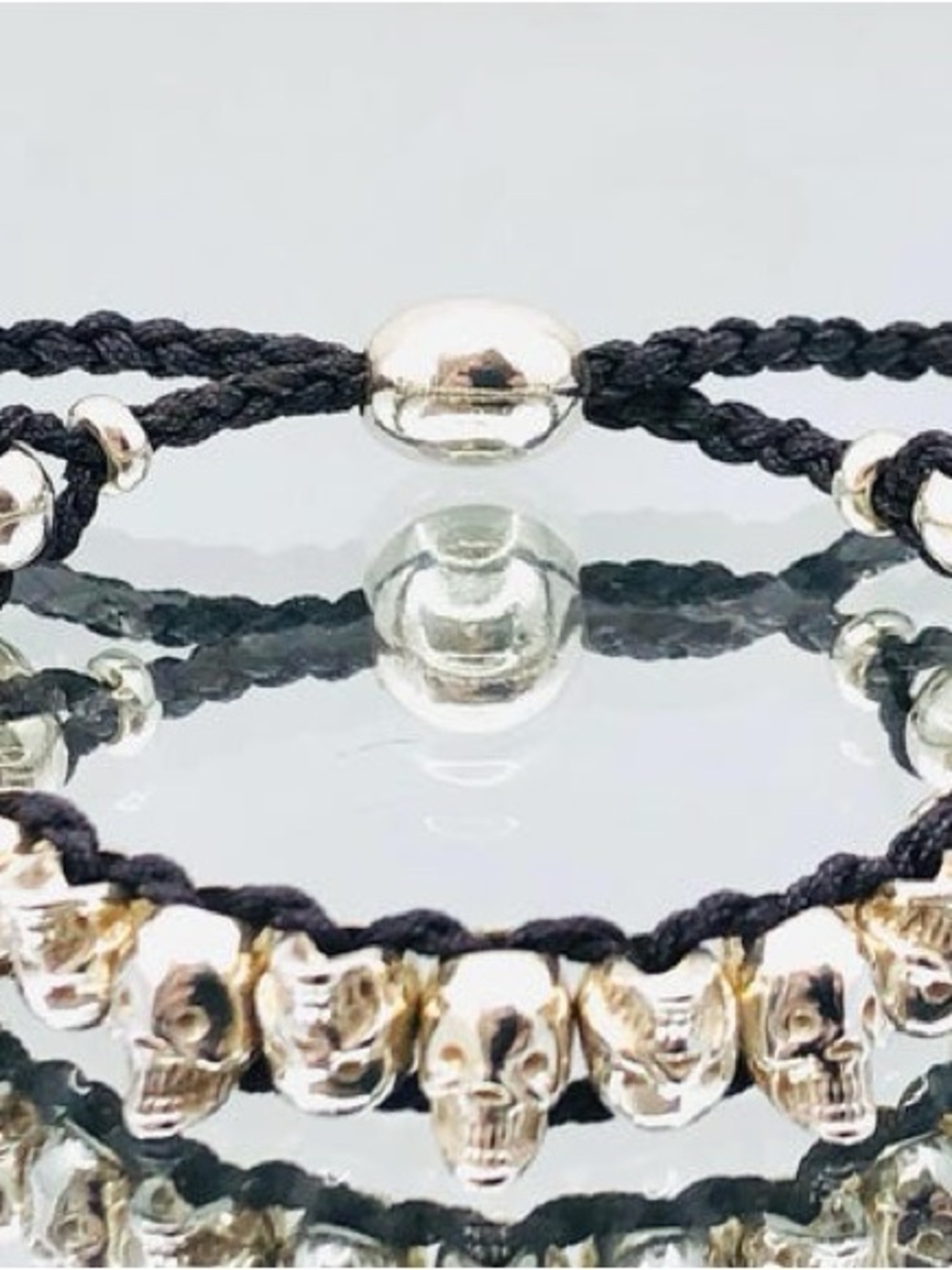 Vintage Links of London Sterling Silver Black Skull Friendship Bracelet - Picture 7 of 11